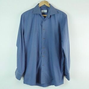 Eton Mens Slim Fit Blue Micro Check Cotton Dress Shirt Size 16 41 Long Sleeve